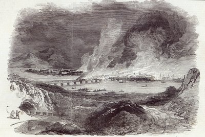 Great Fire at Pittsburgh, fra The Illustrated London News, 17. mai 1845 (gravering) av English School